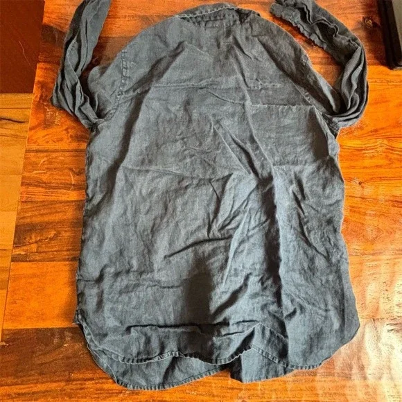 J. Jill Women's Small Blue Linen Button-Up Shirt Long Sleeve Casual - Picture 5 of 6